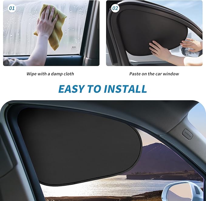 Kwak's 2 Pack Window Sun Shade for Car Baby - Sunshade Blocker, Glare Shield and UV Rays Protection for Your Kids - Side Windows Screens for SUV Truck (Rear Window)