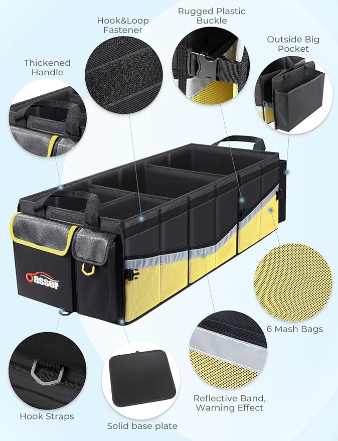 Oasser Trunk Organizer with Cooler Bag 95L, Bearing 110lb No Deformation, Collapsible with Multi Compartments, 20L Removable