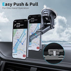 APPS2Car Magnetic Phone Mount, Dashboard & Windshield Suction Cup Car Phone Holder Mount with 6 Strong Magnets, Adjustable Telescopic Arm, Compatible with iPhone & Android Smartphones