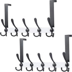 Dseap Over The Door Hook Hanger - Fits 1 3/8" to 1 3/4" Standard Doors | 5 Tri Hooks Heavy Duty Towel/Coat Rack | Door Organi
