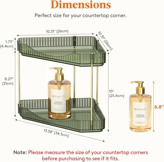 Lifewit 2-Tier Corner Bathroom Counter Organizer, Plastic Makeup Skincare Organizers Storage Countertop, Large Sink Cosmetic 