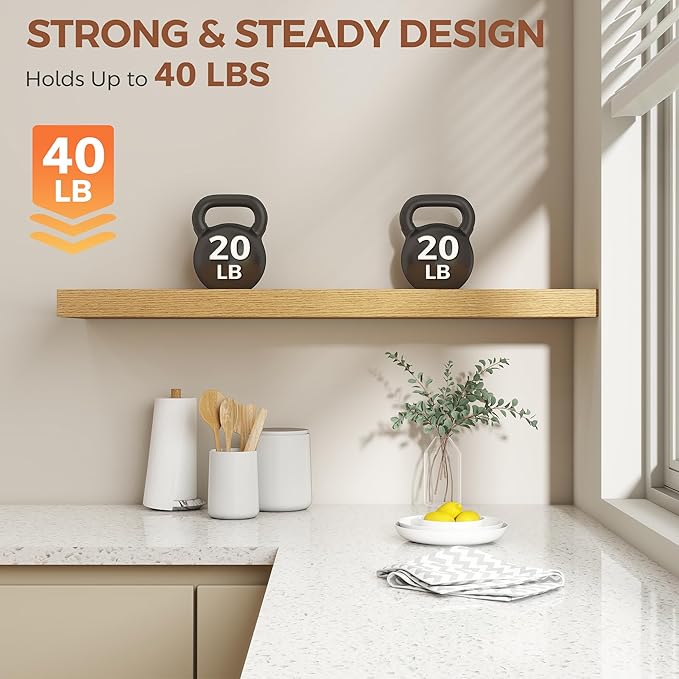 Dreamland 40 Inch Floating Shelves for Wall,8 Inch Deep Floating Shelves,40" W x 8" D Wall Shelves for Bedroom,Living Room, K
