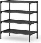 SONGMICS Shoe Rack, 4-Tier Shoe Storage Organizer, Space-Saving, 11.7 x 16.5 x 26 Inches, Entryway, Metal Frame, Non-Woven Fa