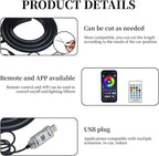 Car Dashboard LED Interior Strip Light,55''USB Powered Acrylic Neon Flexible Strip Fiber Optic LED Ambent Lighting Kits with Remote APP and Type-C Adapter(1 in 1)