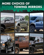 SCITOO Towing Mirrors Compatible With 2009-2015 For Dodge For Ram 1500 2010-2015 For Dodge For Ram 2500 3500 Pickup Truck A Pair(Left Right Side) Power Adjusted Heated No Turn Signal Black Housing