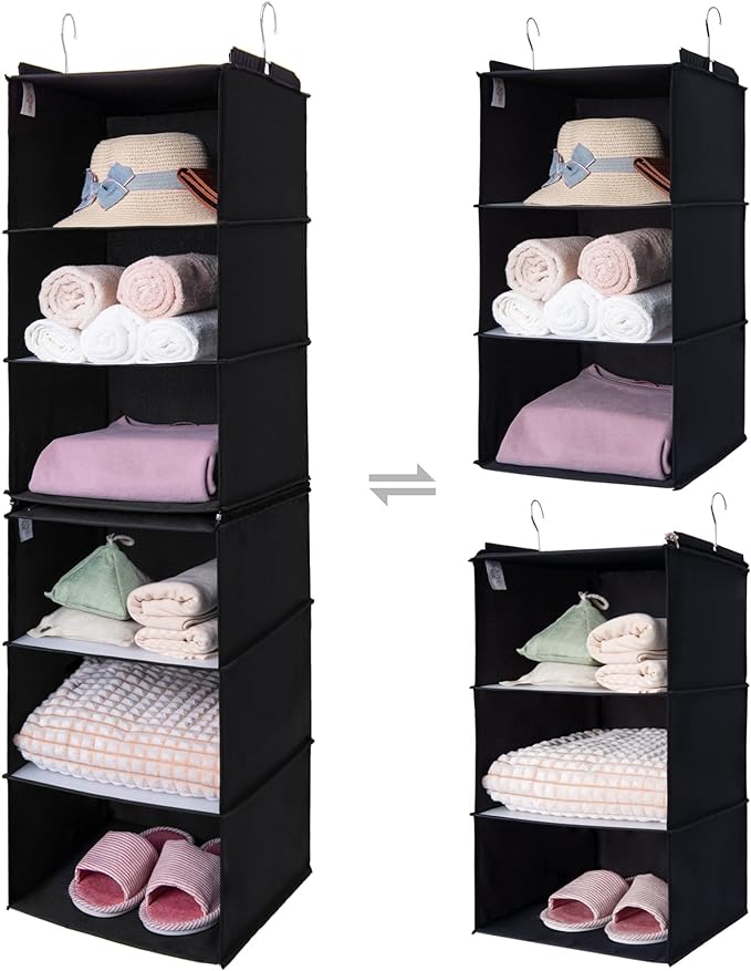GRANNY SAYS 6-Shelf Hanging Organizer for Closet, Separable to 2 Pack 3-Shelf Hanging Shelves, Hanging Organizer for Bedroom,