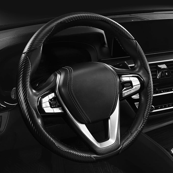 Carbon Fiber Steering Wheel Cover 3pcs Anti-Slip Car
