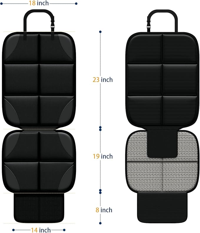 Car Seat Protector MHO+All 2 Pack Auto for Child Baby Car Seats - Large CarSeat Sit Savers Mat with Waterproof 600D Fabric & 