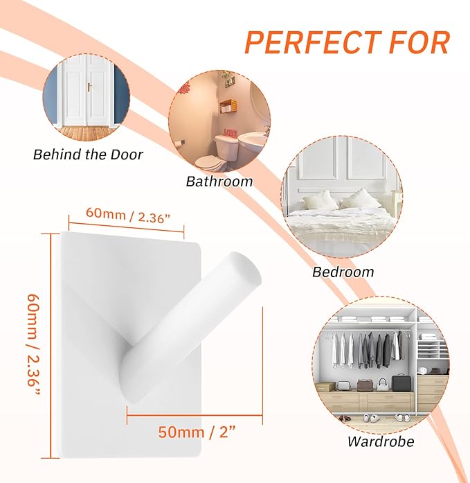 Jetec 12 Pieces Acrylic Wall Mounted Coat Hooks Hat Rack Robe Single Organizer Adhesive Clear Wall Hook Decorative for Clothe
