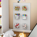 LIGHT DUST Clear Pegboard Cups with Hooks, 1/8" & 1/4" Peg Board Orangizer Accessories Aesthetic Decoration for Garage Workbe