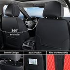Coverado Car Seat Covers Front Seats, Luxury Faux Leather Seat Covers for Cars Waterproof Seat Covers with Lumbar Support, Ca