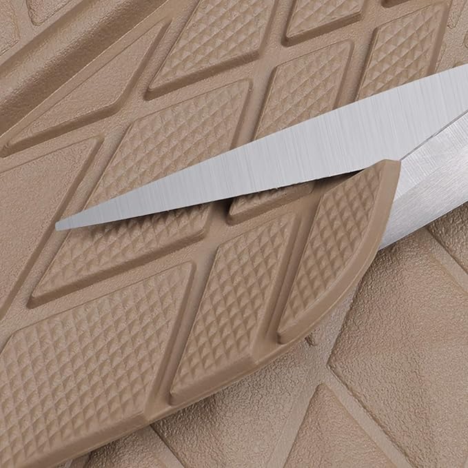 CAR PASS Beige Rubber Car Mats, All-Weather Floor Mats Full Set Durable Anti-Slip 3D Rhombus Waterproof Automotive Pad Trim to Fit Liner Universal Fit for Sedan SUV Truck Van, 4 Pcs All Beige Rubber