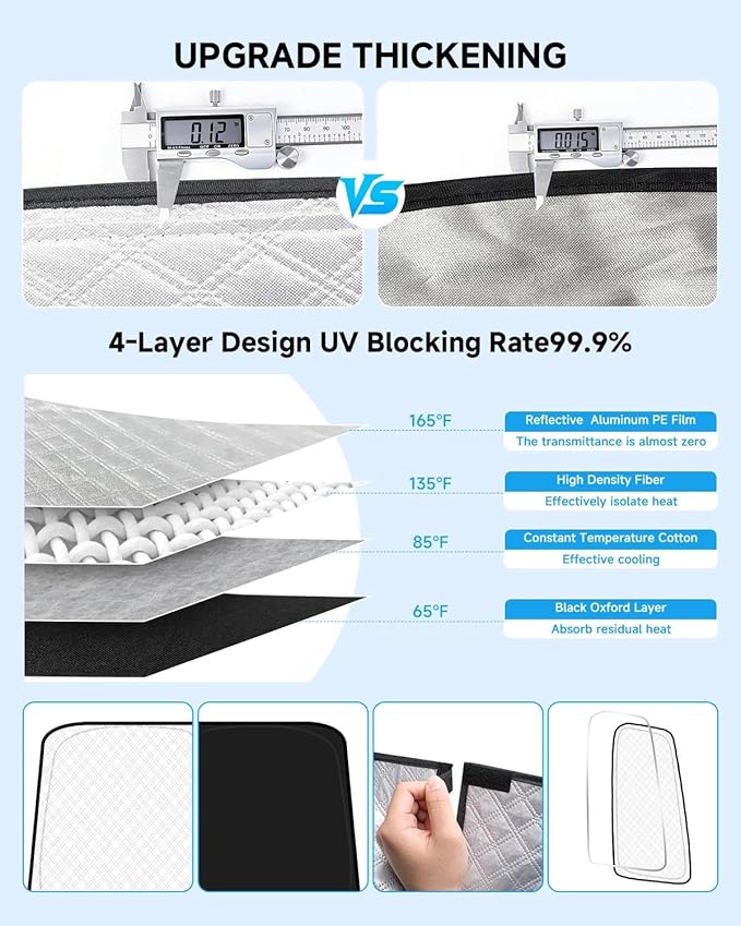 8pcs Thicken Full Car Window Shades for Toyota RAV4 2013-2018，Accessories, Reflective Windshield Sunshade Window Covers for Side Rear,UV Block and Blackout Privacy for Camping