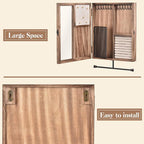 Keebofly Wall Mounted Jewelry Organizer Box Rustic Wood Large Space Jewelry Cabinet Holder Jewelry Storage Box for Necklaces,