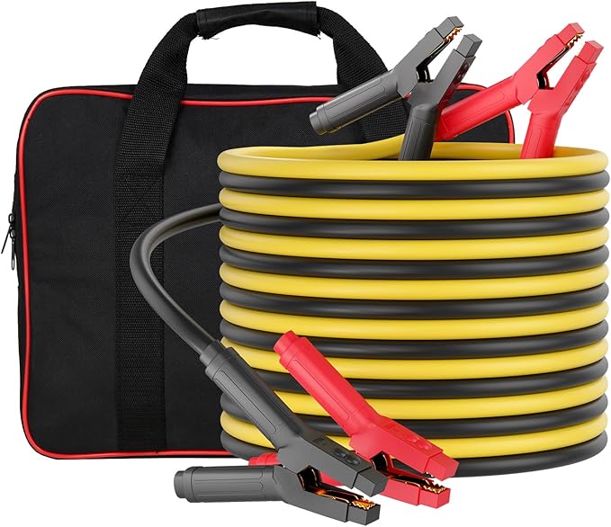 Jumper Cables Heavy Duty 1000Amp, 0 Gauge x 25 Feet Jumper Cables for Car, Truck, RV 12V Batteries Jump Starting, Carrying Bag Included