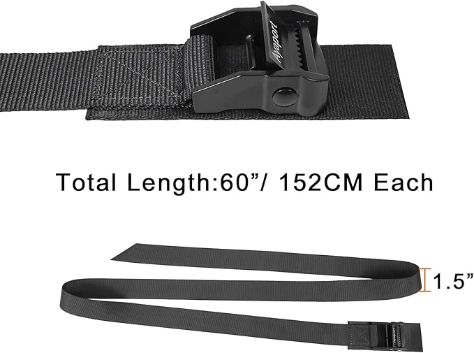 Ayaport Lashing Straps with Buckles Adjustable Cam Buckle Tie Down Cinch Strap for Packing Black 4 Pack