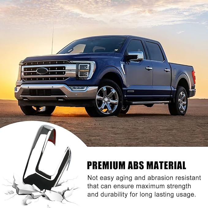 Chrome Side Rearview Mirror Covers Caps Decoration Compatible with 2021-2025 Ford F150, With Turn Signal Model (Chrome-Cut-Out)