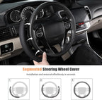 Aimato Customized Steering Wheel Cover for Honda Accord 2013-2017/Pilot 2016-2018/Crosstour 2013-2015, Thin,Anti-Slip,Scratch-Resistant Exclusive Car Accessory for Honda,Nappa Black