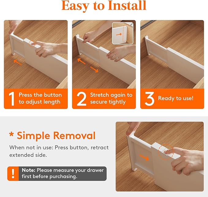 Lifewit 14 Pack 6" High Drawer Dividers 34-56cm/13.5-22" Adjustable Drawer Organizer for Clothes/Utensils, Expandable Drawer 
