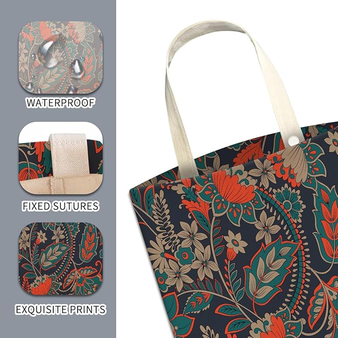 Car Trash Can, Cute Car Trash Bag, Hanging Car Organizer and Storage Bag, Trash Bin for Car Accessories, Vehicle, Travelling, Camping Luxury Paisley Flowers