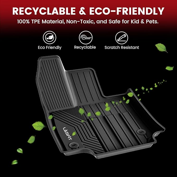 LASFIT Floor Mats for Toyota RAV4 2019-2025 (Not Fit Hybrid) All Weather Automotive Floor Mats for RAV 4 TPE Custom Fit Floor Liner 1st & 2nd Row Car Mat Accessories, Lifespan 5 Years+, Black