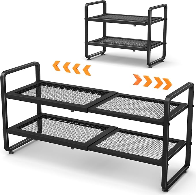 SNTD Shoe Rack - Expandable Shoe Organizer for Closet, Adjustable Metal Shoe Shelf Storage, Stackable Long Shoe Stand Holder 