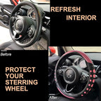 PINCTROT Large Size Race Grip Steering Wheel Cover, Anti-Slip Silicone Perforated Design with Soft Touch Padding, Enhanced Grip for Sporty Driving 15.5-15.75 Inch (Racing Pink)