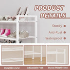 4-Tier Shoe Rack,Metal White Shoe Storage Organizer Shelf for Closet,Entryway,Hallway,Dorm (White, 4 Tier)