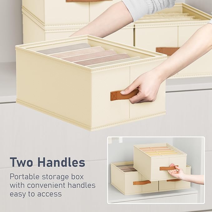 DIMJ Large Wardrobe Clothes Organizer, 8 Packs Fabric Closet Storage Organizer with Handles, Foldable Closet Organizers Divid