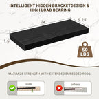 24 Inch Floating Shelves, 24"x9.25"x1.5" Inch Deep Floating Shelves for Wall, Wooden Shelves for Bathroom, Bedroom, Living Ro