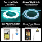 iNextStation 12V Ice Blue LED Strip Lights 16.4FT, Flexible Silicone Neon Rope Light with Power Adapter, Waterproof, Cuttable, Dimmable & Linkable, LED Lights Strip for Bedroom, Kitchen(with Plug)