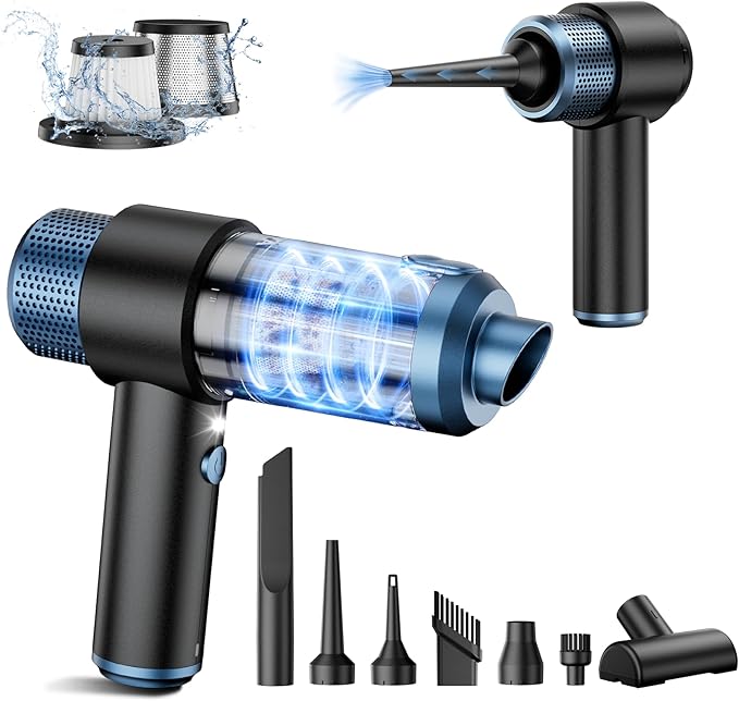 EYYA Handheld Car Vacuum Cleaner Cordless, 15000PA High Power Vacuum & Air Duster, 4-in-1 Portable Mini Vacuum with LED Light