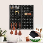 24 Pcs Wall Mount Peg Board Organizer Kits, Black DIY Pegboard Panels with 20 Accessories (Hooks, Clips, Bins, Shelves), Wall
