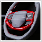Steering Wheel Button Cover, for Kia K4 2024 2025 2026,Steering Wheel Button Panel Protection Frame Molding Trim - Wine Red(for LXS, EX，LX Model)