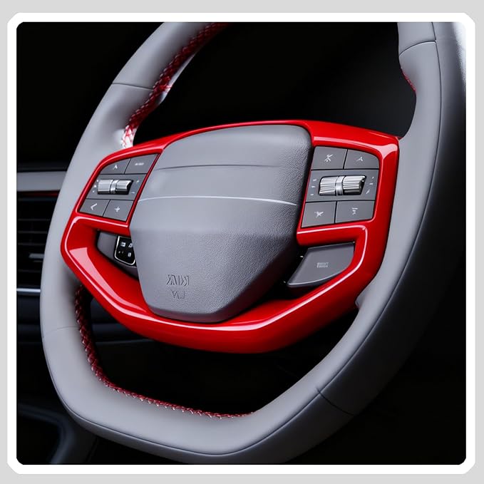 Steering Wheel Button Cover, for Kia K4 2024 2025 2026,Steering Wheel Button Panel Protection Frame Molding Trim - Wine Red(for LXS, EX，LX Model)