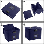 Navy blue Fire Proof File Box for Documents - Portable Fireproof Document Organizer Box with Handle Waterproof Safe Locking F