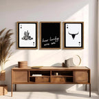 Western Wall Art Set of 3, Southwestern Cowboy Playing Card Wall Decor, Longhorn Bull Skull and How Lucky are We Poster Canva