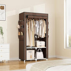 VTRIN Portable Closet Wardrobe for Hanging Clothes with 4 Storage Shelves, 2 Hanging Rods and 6 Pockets, Stable and Easy Asse
