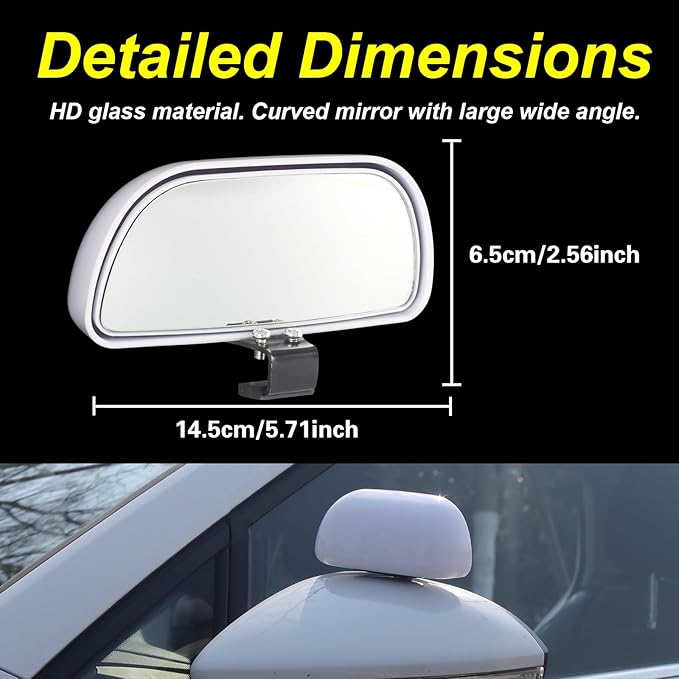 Blind Spot Mirrors for Trucks and Cars,Automotive Side View Concave Mirror Blindspot,360° Large Convex Rearview Exterior Mirror Accessories for Truck and Car(1Pack White)