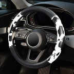 Cow Print Steering Wheel Cover, Universal 14.5-15 inch Breathable Microfiber Leather Anti-Slip Car Steering Wheel Protector f