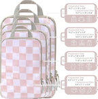 WOOMADA Compression Packing Cubes for Suitcases Travel Essentials 4 Set Expandable Travel Bags Organizer for Luggage(pink che