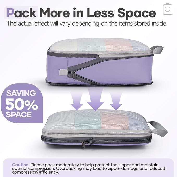 Veken 11 Set Compression Packing Cubes for Travel Essentials,Compressible Expandable Large Luggage Suitcase Organizer Bags fo
