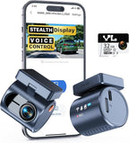 KAWA 2K Dash Cam for Cars with Voice Control - Stealth Display Tiny Dashcam Front Included 32GB Micro SD Card, Super Night Vi