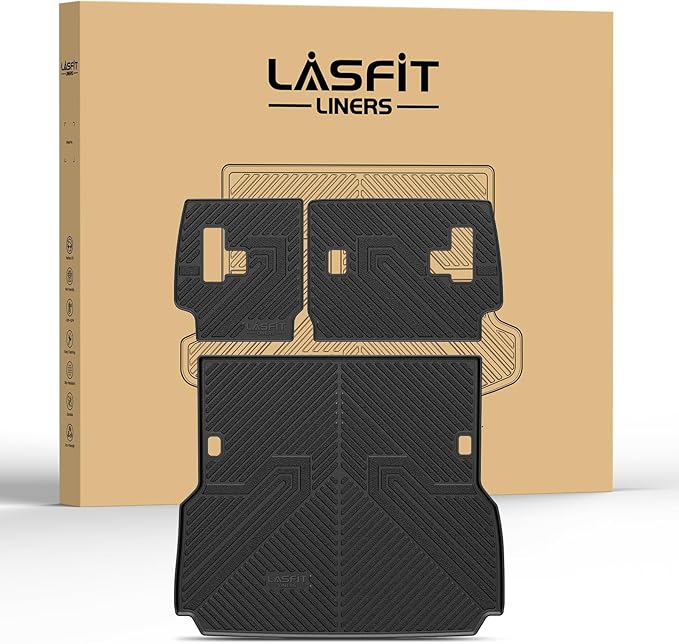 LASFIT Cargo Mat & Seatback Mat for Toyota Land Cruiser 2024-2026, Custom Fit All-Weather TPE Rubber Backrest & Trunk Mats for Land Cruiser Accessories, Easy to Clean, Black