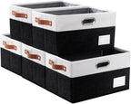 PRANDOM Larger Foldable Storage Bins with Handles [5-Pack] Fabric Collapsible Storage Boxes Baskets Cubes Containers with Han