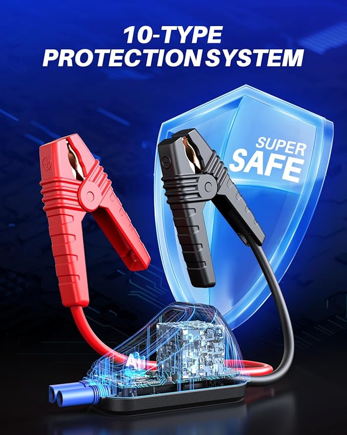 AUTOONE 6000A Car Battery Jump Starter Up to All Gas & 12L Diesel Engine, Car Battery Jumper Starter Portable 12V Jump Box