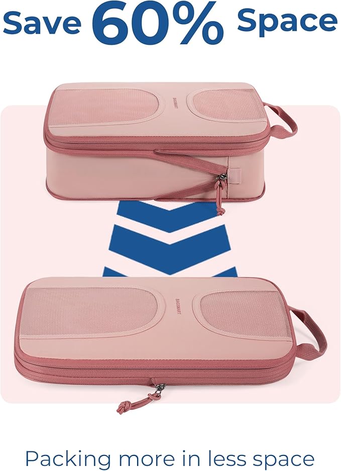 BAGSMART Compression Packing Cubes, 6 Set Packing Cubes for Suitcases, Lightweight Suitcases Organizers Bag Set & Compression