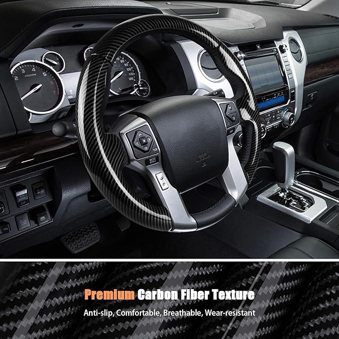 Aimato Customized Steering Wheel Cover for Toyota Tacoma 2012-2023/4Runner 2010-2024/Tundra 2014-2021/Sequoia 2014-2022 Thin,Anti-Slip,Scratch-Resistant Exclusive Car Accessory for Toyota