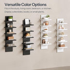 HOOBRO 5 Tier Wall Shelf Unit, 2 Pack Floating Shelves Wall Mounted, Wall Mount Vertical Shelving, Floating Storage Rack, Org