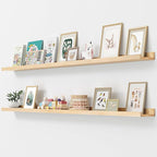 Picture Ledge Shelf, Floating Shelves Set of 2, Solid Pine Wood 72'' Long Large Nursery Book Shelves for Toys Storage, Kids B
